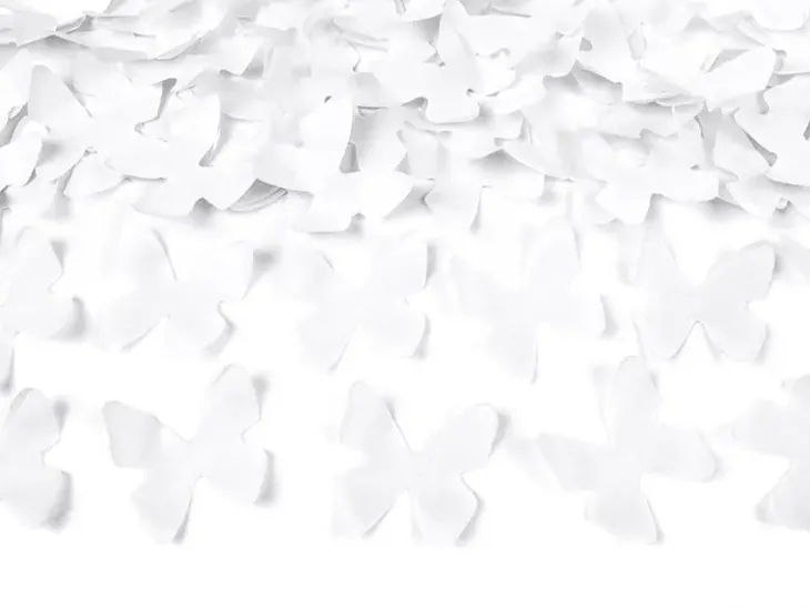 Confettitykki perhosilla white