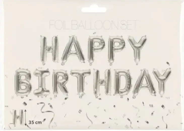 Festi foliokirjaimet happybirthday hopea