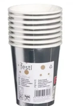 Festi pahvimukit hopea 8kpl