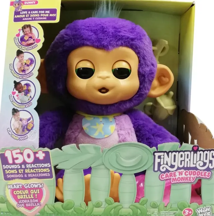 Fingerlings care n cuddles monkey purple
