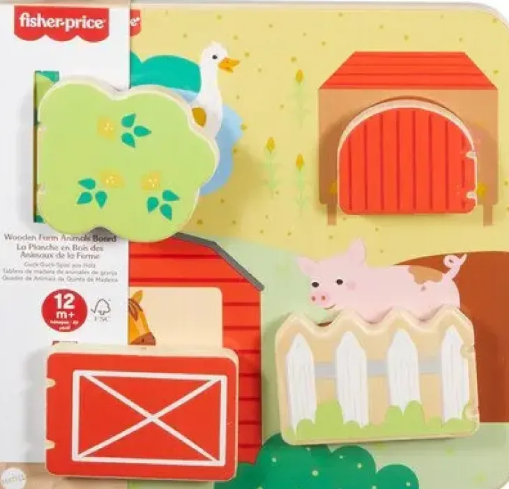 Fisher price puinen kurkistuslauta eläin