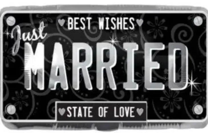 Foliopallo just married kyltti 33x56cm