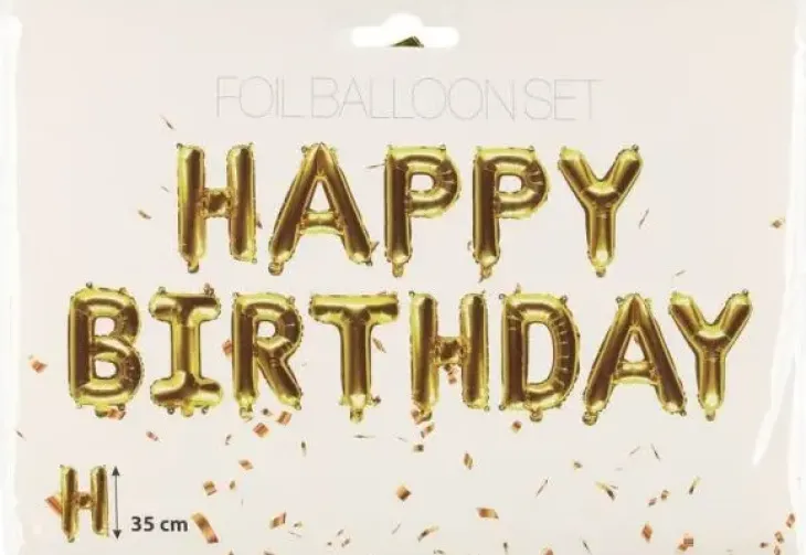 Foliopallosetti happy birthday kulta