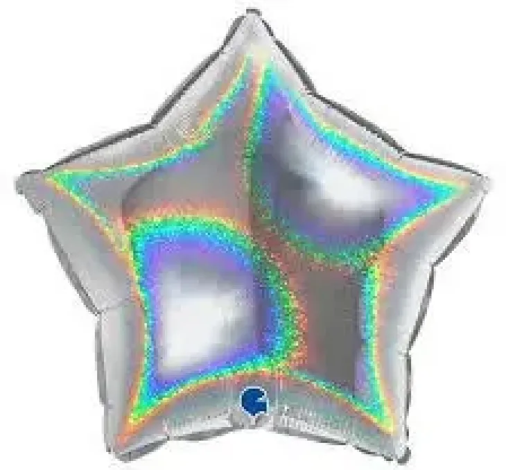 Foliopallo tähti glitterholo hopea 46cm