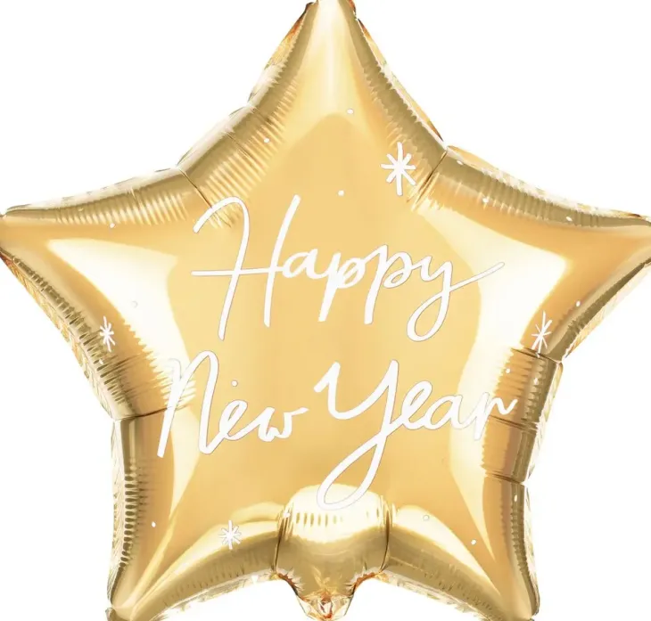 Foliopallo tähti happy new year 44cm