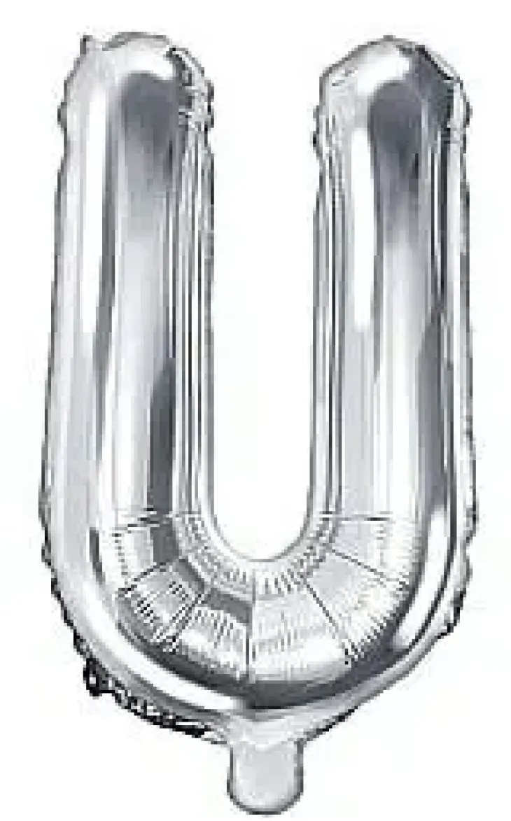 Foliopallo u kirjain 35cm hopea
