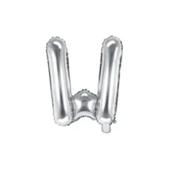 Foliopallo w kirjain 35cm hopea