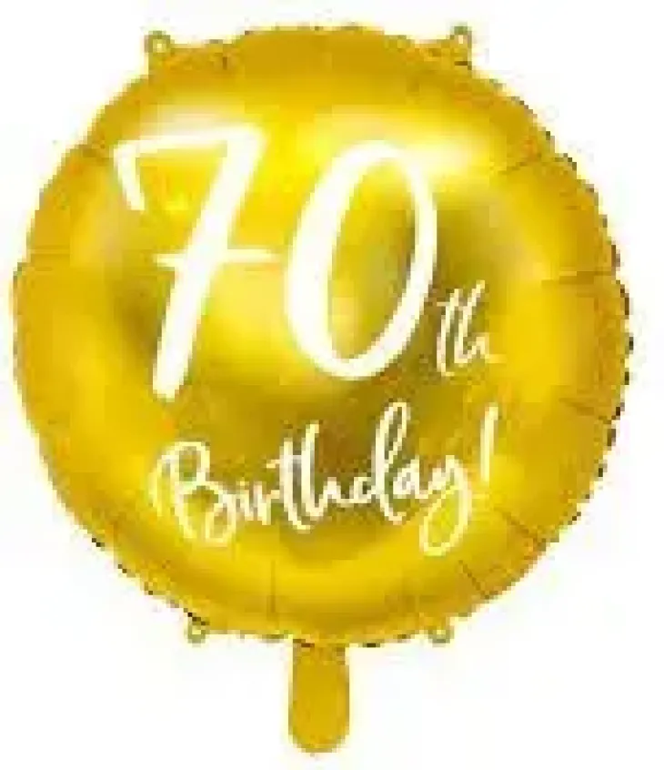 Foliopallu 70th birthday kulta 45cm