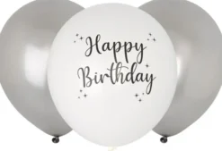 Ilmapallot happy birthday valko-hopea