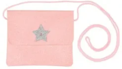 Käsilaukku pink glitter silver star