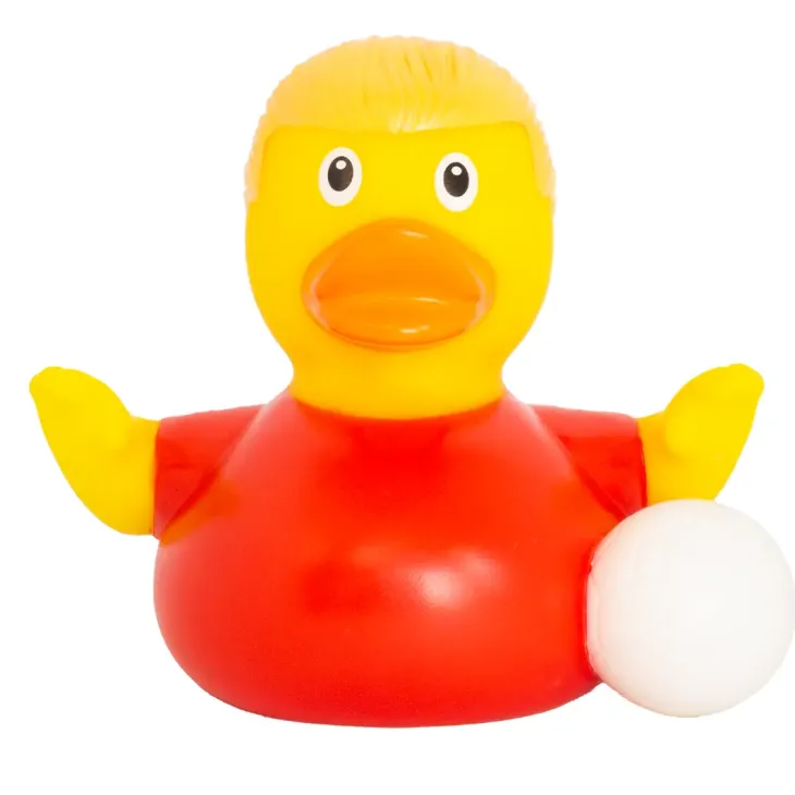 Lilalu naisjalkapallonpelaaja kumiankka
