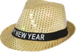 Newyear paljettihattu led valoilla hopea