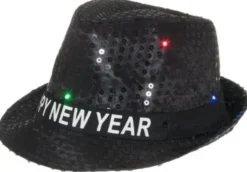 Newyear paljettihattu led valoilla hopea