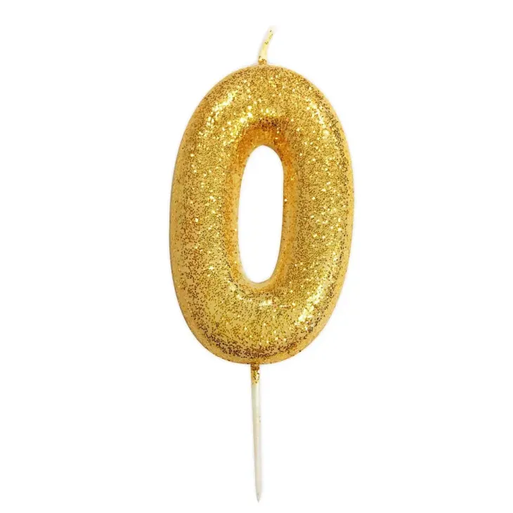 Numerokynttilä 0, glitterkultainen