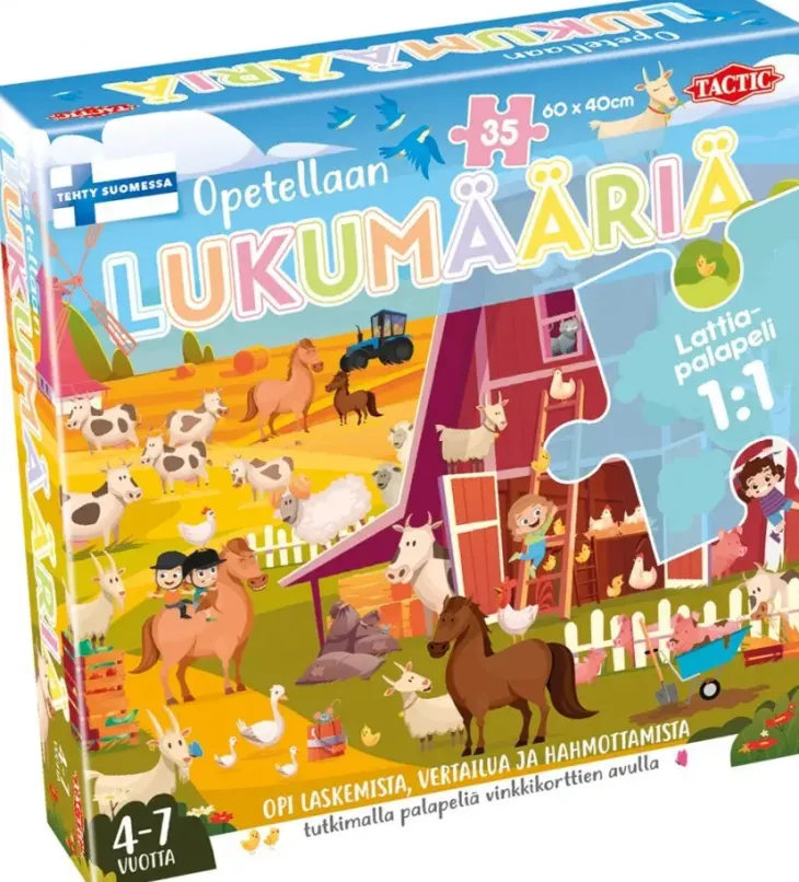 Opetellaan lukumääriä lattiapalapeli
