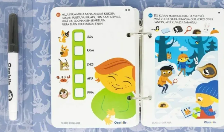 Oppi ja ilo ekalle luokalle puuhakortit