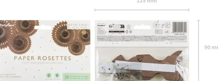 Paperiviuhkat ruskea 20-30cm 3kpl