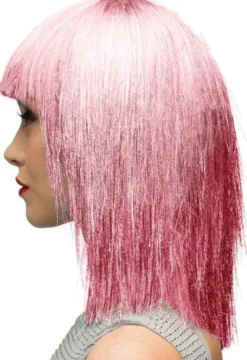 Pinkki tinsel peruukki
