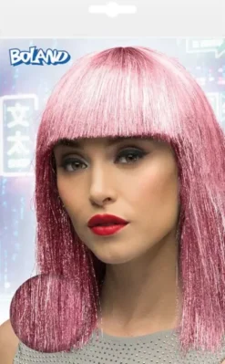 Pinkki tinsel peruukki