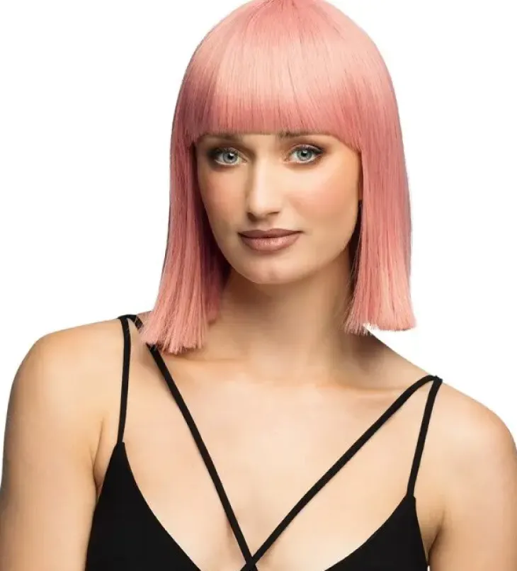 Premium peruukki vaaleanpunainen polkka