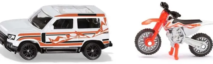 Siku land rover defender ja ktm mopo