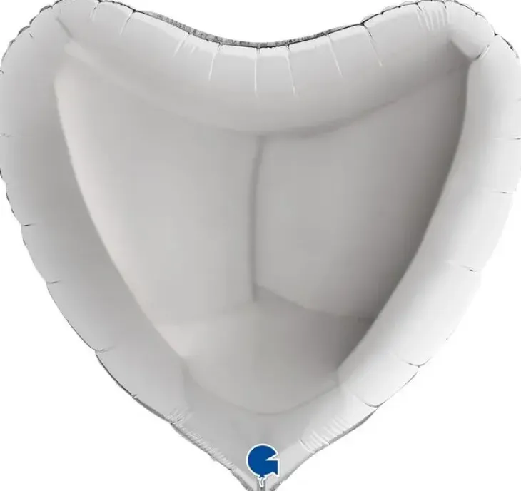 Sydän hopea foliopallo 91 cm