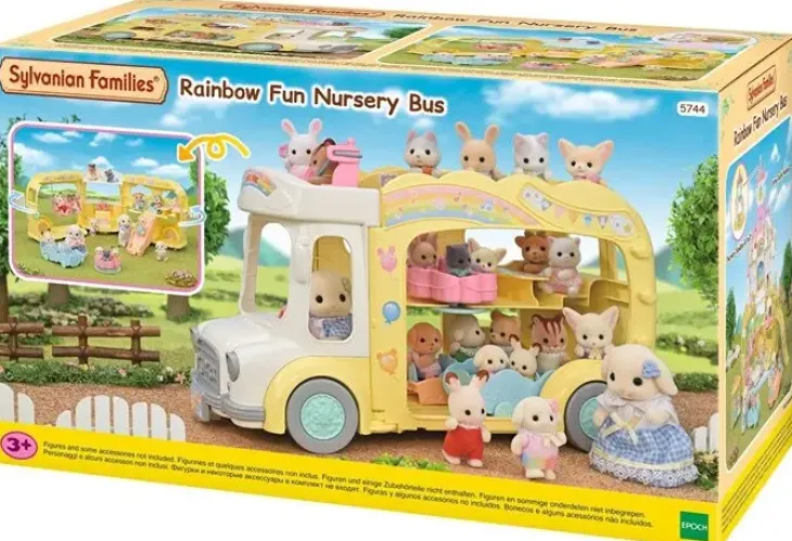 Sylvanian families 3-kerrosbussi leikkipuistolla