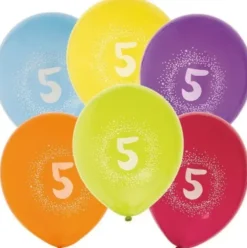 Syntymäpäiväilmapallot numero 5 6kpl