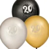 Syntymäpäiväilmapallot numero 20 6kpl