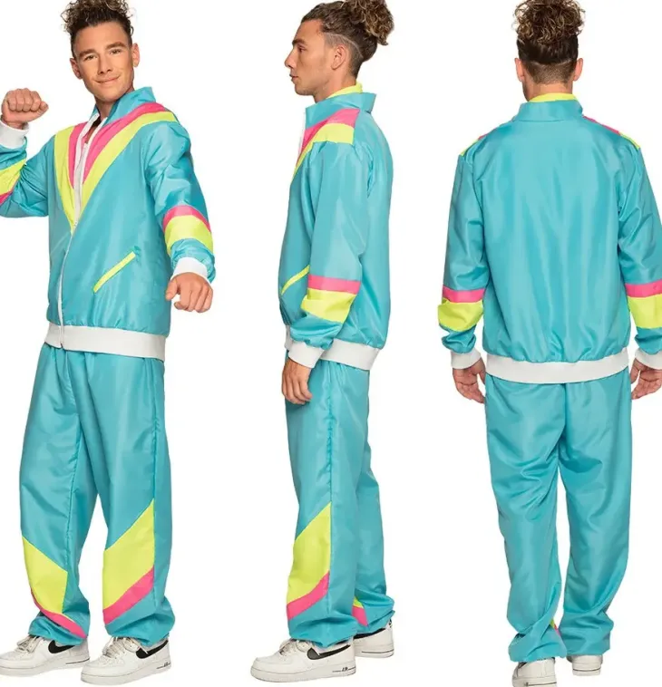 Tuulipuku retro jätkä neon sininen l