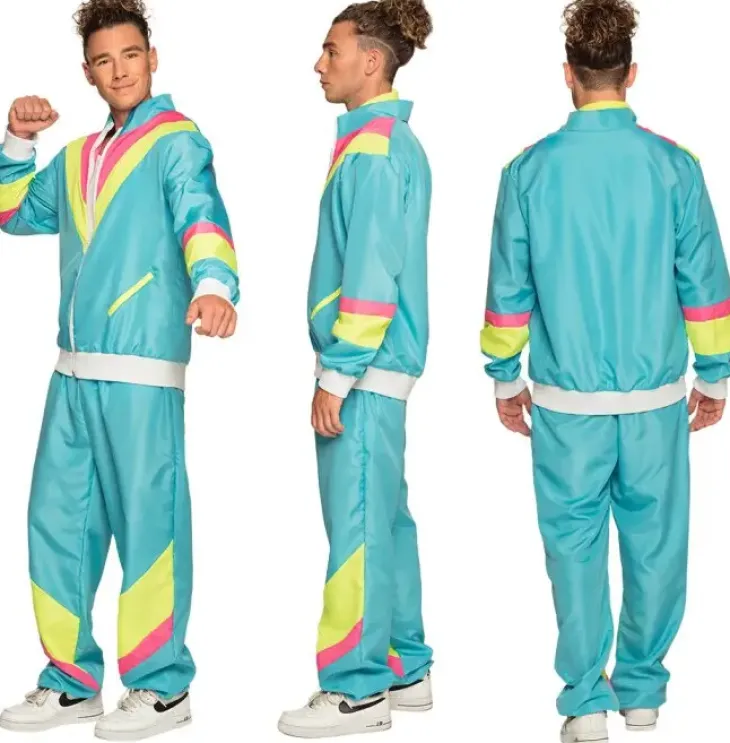 Tuulipuku retro mies neon blue uv xl