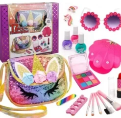 Unicorn glitter käsilaukku ja meikit