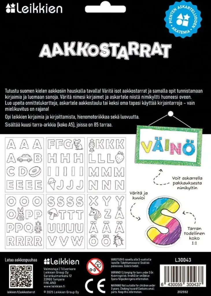 Väritettävät aakkostarrat
